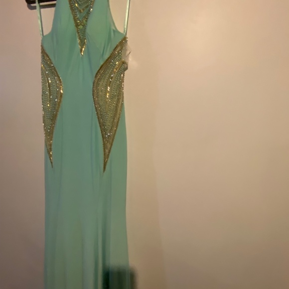 Light blue body con straight prom dress - Picture 2 of 10